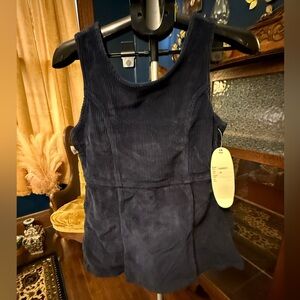 Navy Corduroy Sleeveless Skort Romper